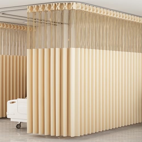 Dalumian Medical Privacy Curtains, Durable Hospital Room Divider with Four-Claw Hook, Polyester Fabric, Beige Partition Curtains (1.5 * 2.7m)