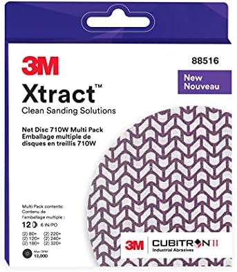 Xtract Cubitron II Net Disc 710W, 6 in, 12 Piece Multi-Pack Hook and Loop Sanding Discs, 80+, 120+, 180+, 220+, 240+, 320+, Virtually Dust-Free, Assorted Grades, 88516
