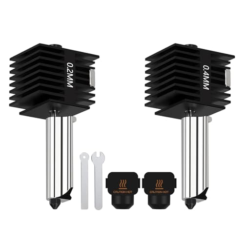 HysiPrui 2 Packs A1 Mini Hotend Kits with 0.4mm + 0.2 Hardened Steel Nozzle- 3D Printer A1 Extruder Hot End Printhead Replacement for Bambu Lab A1 Mini/A1, Heatbreak, Heatsink and Heat Block