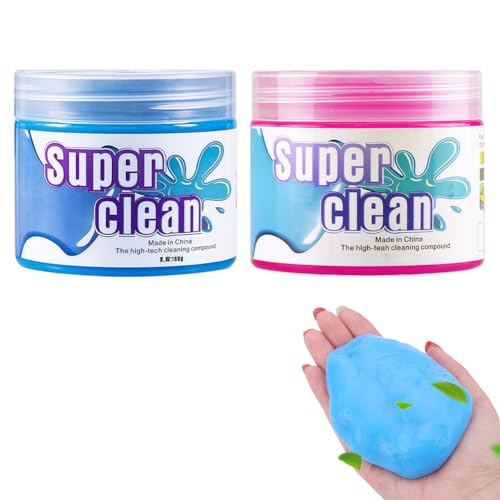 EduPlayte 2 unidades de gel limpiador para el interior del coche, limpiador de moco para el interior del coche, gel de limpieza universal para PC, tableta, portátil (azul + rosa)