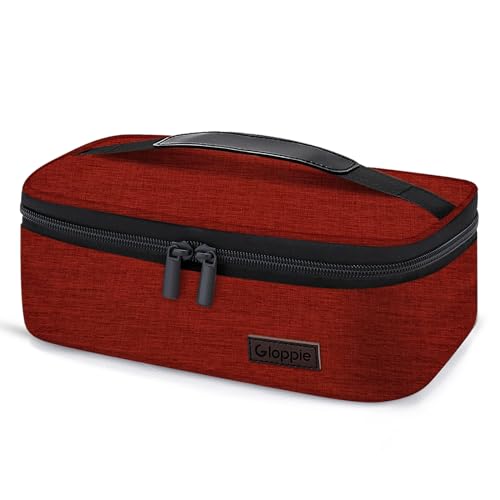 Gloppie Bolsa de Almuerzo Mini Lonchera Bento con Aislamiento, Contenedor de Comida Plano Liviano & Resistente al Desgaste, Se Puede Llevar en Una Mochila Sin Ocupar Espacio, Vino Rojo
