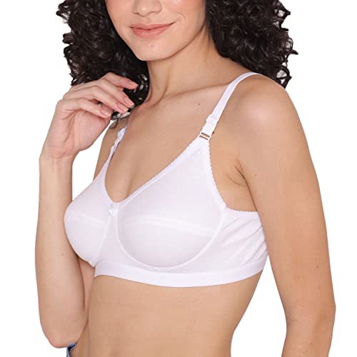 Image of INKURV Full Coverage Bra Set for Women | Non-Wired, Non-Padded Everyday Bra for Girls | Made with Soft Cotton Blend Fabric, Comfortable Regular Wear Bra - Rio Combo of 3