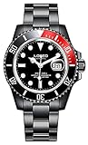 TEINTOP Diving Watches for Men Automatic Mechanical Waterproof Loreo Watch Rotating Bezel (Red Black)