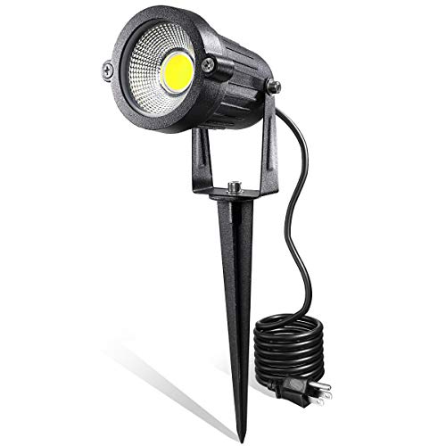 Leacoco Led Landscape Lights,5W 120V Ac Outdoor Pathway Garden Yard Spotlight,Ip65 Waterproof Garden Flood Light,Outdoor Spotlight With Stake,Ul Cord 5-Ft With Plug (Pack Of 1, Daylight White) #TOP3