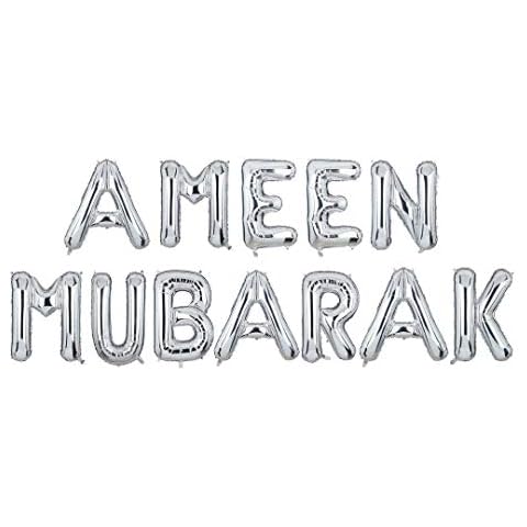 Peacock Supplies - Ameen Mubarak Foil Balloons - Silver Cover