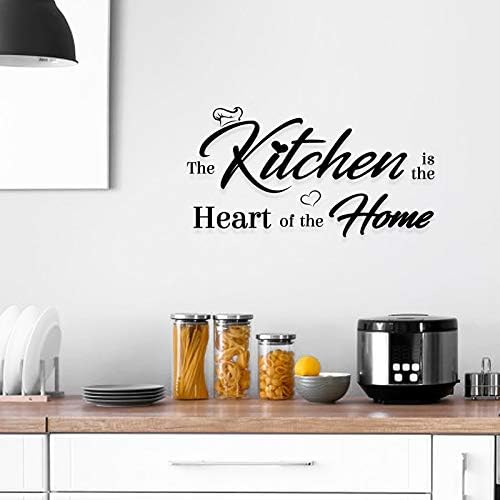 2 Pcs Welcome to Our Home and The Kitchen is The Heart of The Home Wall Decal Stickers PVC Letters Art Words Removable Window Living Room Kitchen Decoration for Party Christmas Day New Year (Black)