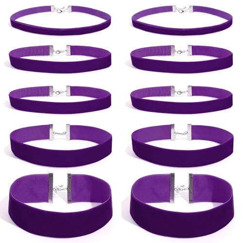 Bocar 10pcs 4 Size Velvet Choker Set Necklace for Women Classic Gothic Adjustable Choker Necklaces Collar Costume Jewelry