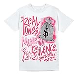 DopeSkill Graphic Tee Triple Pink Streetwear Cool Unisex T-Shirt Sneaker Colour Matching Shirts Real Ones Move in Silence (White - S)