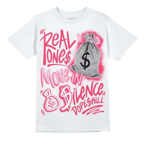DopeSkill Graphic Tee Triple Pink Streetwear Cool Unisex T-Shirt Sneaker Colour Matching Shirts Real Ones Move in Silence (White - S)