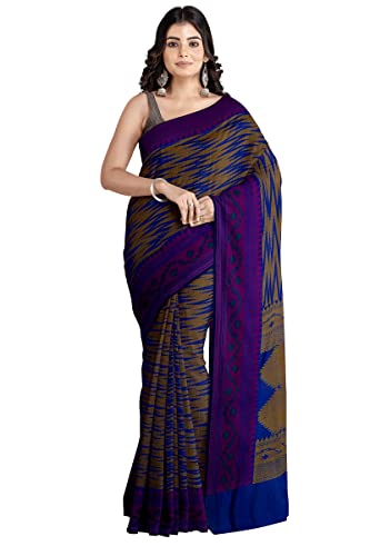 Image of Pothys Women's Blue Mau Cotton Saree With Blouse Piece (A2770 Blue)