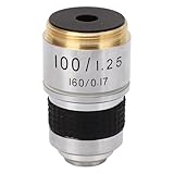 Hilitand 100X Microscope Objective, Brass Aluminum Alloy Material, Microscope Lens