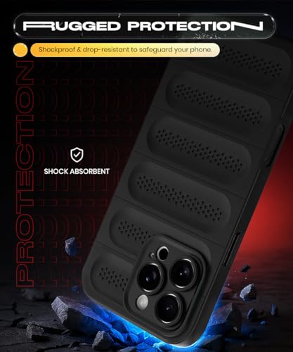 Image of WOW IMAGINE Ultimate Silicone Back Cover Case for iPhone 16 Pro Max | Heat Dissipation Thin Soft TPU | 360 Camera Protection | Breathable Cooling Holes - Pitch Black