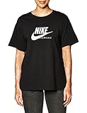  NIKE Sportswear Heritage, Jersey de Manga Corta Mujer, Opacity, Negro/Blanco Azul Marino Medianoche Blanco, Small