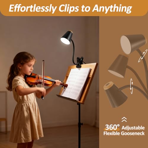 Image of EJIAXIN Clip on Desk Lamp for Home Office - Small LED Touch Dimmable Reading Light for College Dorm Room - Adjustable Flexible Gooseneck Clamp Light Table Lamp for Bedside Bedroom Bed Headboard Black