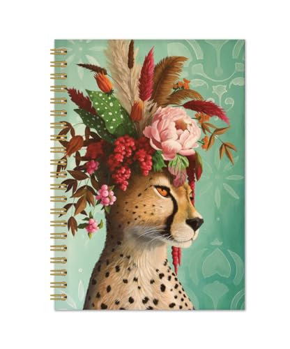 Planificateur de notes fleuri style léopard et tigre carnet 144 pages pour journal de bord