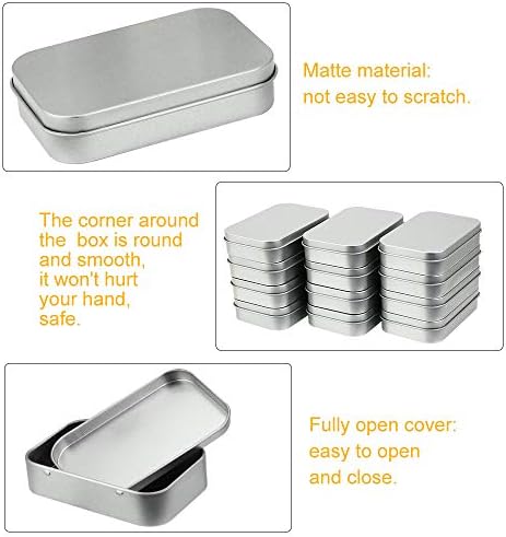 GOLRISEN Box Tin Cans,Metal Rectangular Small Storage Containers,12 Pcs Mini Portable Box,Home Organizer with Lids for Small Items Storage(3.74x2.5x0.8inch)