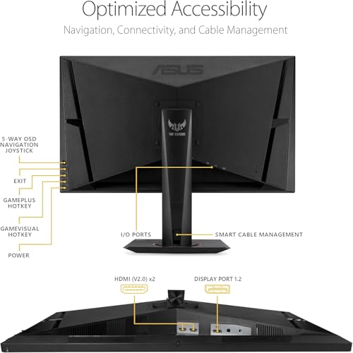 Image of ASUS TUF Gaming 27 inch 2K HDR Monitor - QHD (2560 x 1440), 165Hz, 1ms, Extreme Low Motion Blur, Speaker, G-SYNC Compatible, DisplayPort & 2 x HDMI, Height /Tilt /Pivot /Swivel, VESA, Black