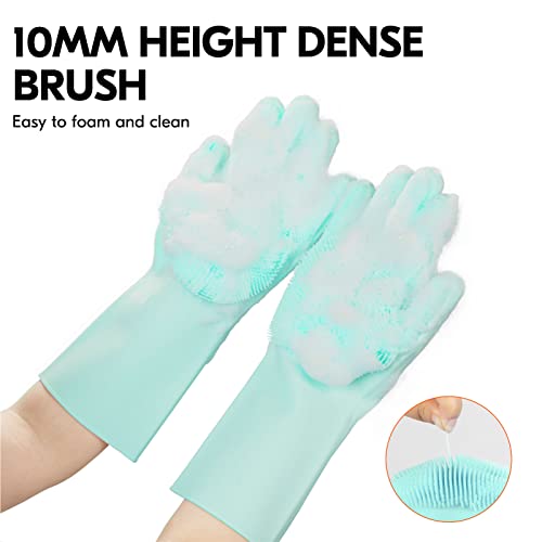Vgo... Vgo 1-Pair Dishwashing Cleaning Sponge Gloves Reusable Silicone Brush Scrubber Gloves Heat Resistant (Size L, Pink Blue, Si2142) #TOP2