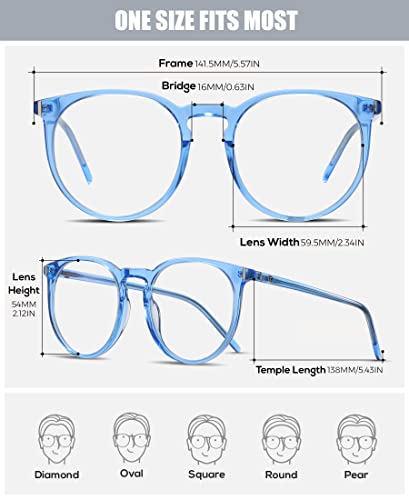 Image of DUCO Retro Round Blue Light Glasses For Men Women Blue Ray Blocking Glasses Computer Gaming Glasses Nylon Lens Acetate Frame Blue 8301