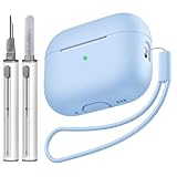 Tandoler Compatible with Airpods Pro 2 Case, Soft Silicone Skin Cover Protective Cases with Cleaner kit and Lanyard Compatible for AirPod Pro 2nd Generation, Front LED Visible-Denim Blue