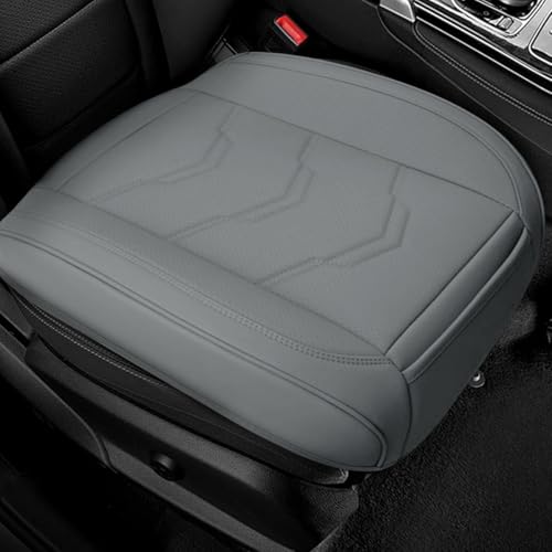 KPFILEH Luxury Faux Leather Car Seat Cover - Anti-Slip Waterproof Drive Seat Cushion Car Front Bottom Seat Cover with Storage Pocket - Universal Full Wrap Seats Protector for Cars SUV Trucks(Gray)