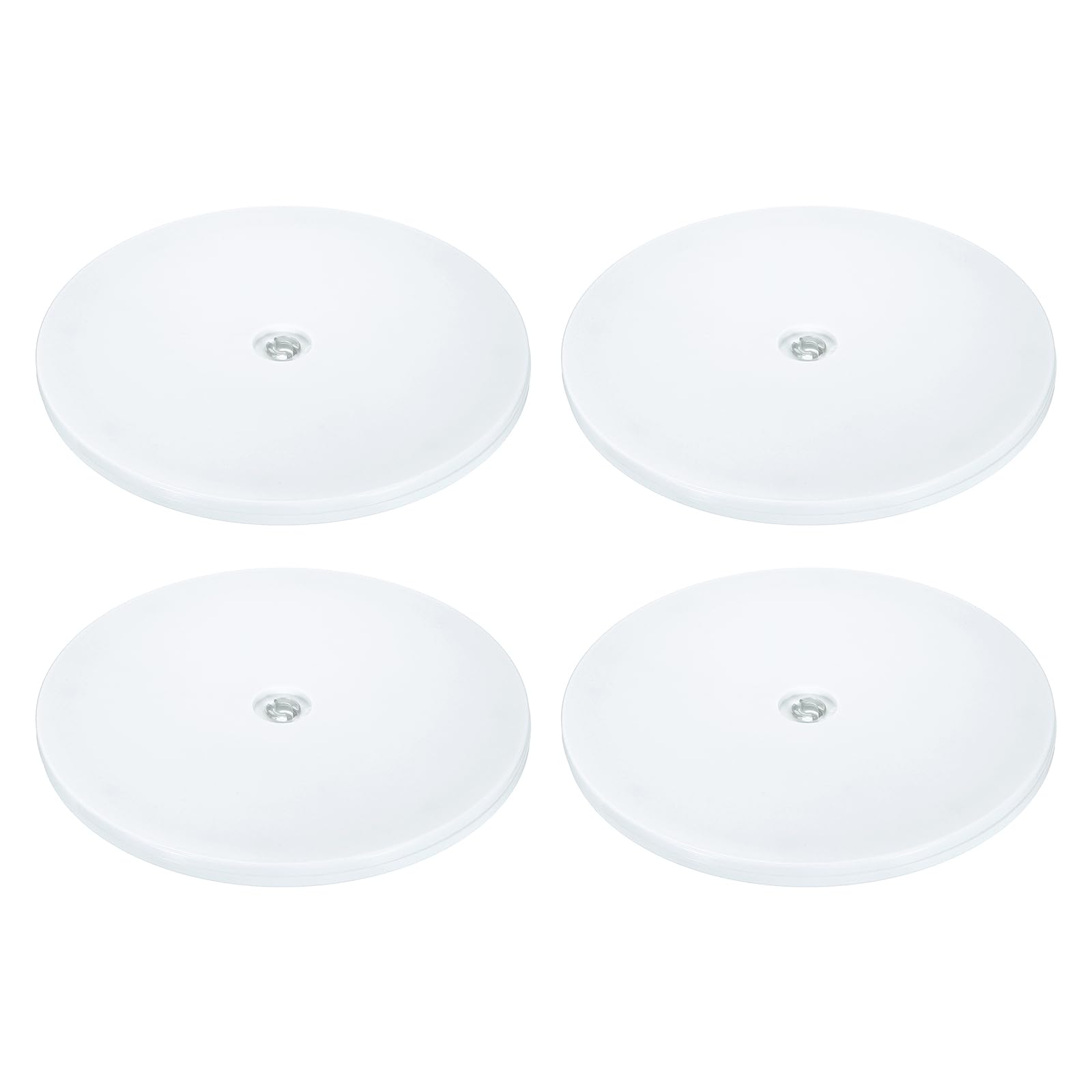 QUARKZMAN 4pcs Plateau Tournant 20cm Acrylique avec Roulement à Bille Blanc | Support Giratoire Rotatif Rond, Base Lazy Susan pour Ordinateur Présentoirs Bijoux Cuisine Table Maison Étagère