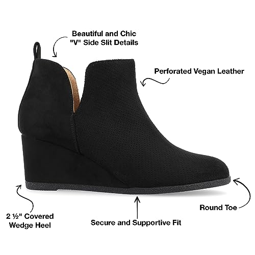 Journee Collection Womens Mylee Pull On Wedge Booties - 8.5 - Black2
