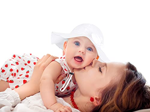 Baby Girl Sun Hat With Upf 50+ Outdoor Adjustable Beach Hat With Wide Brim Bucket Hats (0-6 Months, 1Pcs-White, 0_Month) #TOP3