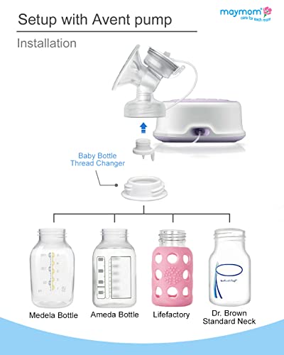 Image of Maymom Baby Bottle Thread Changer; Allow Spectra S1 S2 Pumps Wide Mouth Flanges to be Compatible with Medela Bottles; Incl. Duckbills