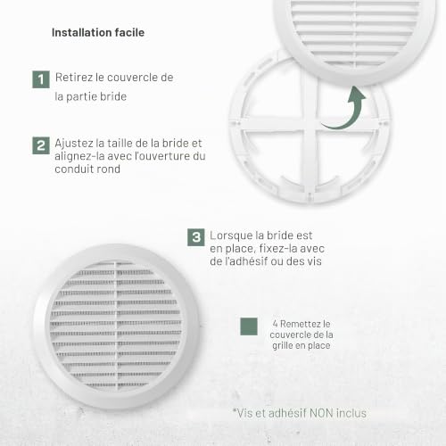 Vent Systems 100-150 mm – Blanc – Couvercle d'aération – Fentes de ventilation rondes – Couvercle de barbecue – Moustiquaire intégrée – Ventilateur pour salle de bain, bureau, cuisine (10-15 cm). – vue 4