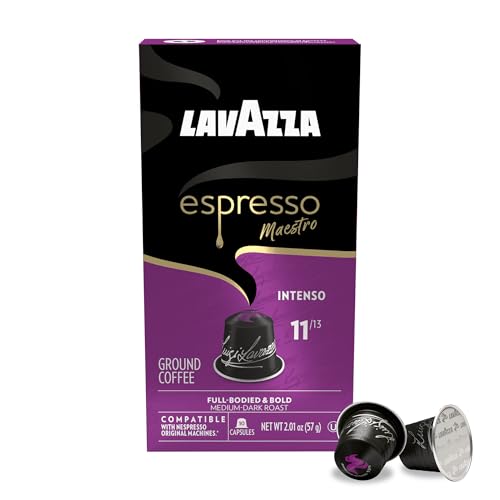 Image of Lavazza Espresso Maestro Intenso Aluminum Capsules Compatible with Nespresso* Original Machines, Medium-Dark Espresso Roast, Arabica and Robusta (10 Count)(Pack of 12)