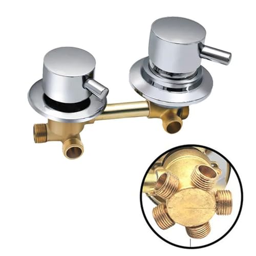 2/3/4/5 Way Steam Shower Diverter Valve, Solid Brass Cold & Hot Water Mixer Bathroom Faucet Tap with Steam Generator Water Inlet, Bathtub Tap for Shower Cabin/Steam Room (10cm,Thread 5-Way)
