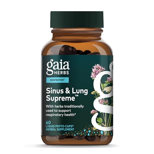 Gaia Herbs Sinus & Lung Supreme - Lung Support Supplement with Herbs Traditionally Used to Support Respiratory & Sinus Health* - Vegan Gluten-Free & Dairy Free - 60 Liquid Phyto-Caps (60 Servings)