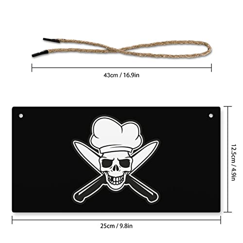 Panneau en bois Skull-Chef de 25x12.5cm avec cordes pour deco - 3