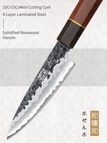 Image of HOSHANHO Paring Knife 3.75 Inch Peeling knife, Razor Sharp Japanese High Carbon Steel Small Kitchen Knife, Hand Forged Fruit Knives for Peeling & Coring with Ergonomic Handle