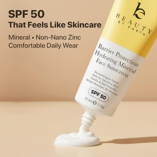 Image of Mineral Sunscreen for Face SPF 50 - Broad Spectrum Zinc Oxide | Made in USA with Natural & Organic Ingredients, Hydrating Daily Moisturizer for Sensitive Skin, No White Cast & No Chemicals