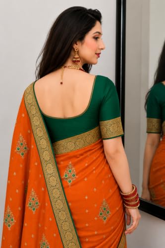 Image of Women's Glory Banarasi Satin Silk Saree with Embroidery Design