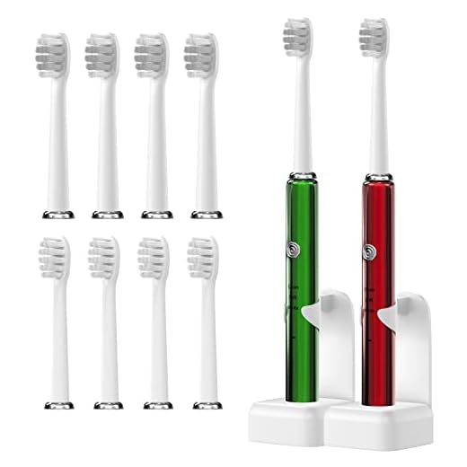 SSBLZYX Rechargeable Sonic Electronic Toothbrush, 2-Pack Electric Toothbrush Set in red and Green, ipx7 Waterproof, Includes 10 Dupont Brush Heads, USB Wireless Charging Holder and Toothbrush Holder