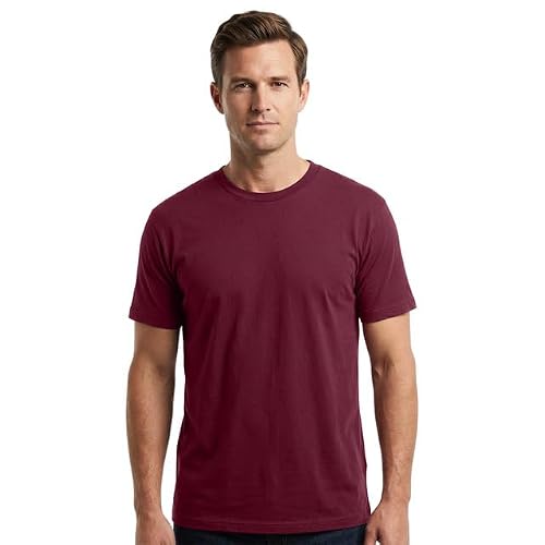 Image of Plain T Shirt Luxury Fine Organic Ringspun Cotton Men's t-Shirt(XL, Burgundy)