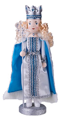 Clever Creations Snow Queen 14 Inch Traditional Wooden Nutcracker, Festive Christmas Décor for Shelves and Tables