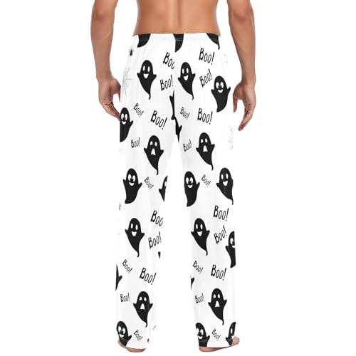 Black Spirits Pattern Men's Cotton Pajama Pants with Pockets and Drawstring Comfortable and Stylish,S3