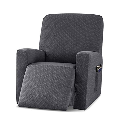 VanderHOME Funda Sillon Relax reclinable Elastica Completo Protector para Sillón Reclinable Cubierta Protectora Sillon Funda Universal Funda Sillon 1 Plaza Gris Oscuro