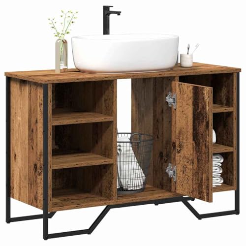 vidaXL Gabinete de Lavabo para Baño Madera Vieja 91 x 35 x 60 cm, Mueble de baño, diseño Rectangular, Armario Moderno, Lavabo ahorrador de Espacio, Organizador Funcional