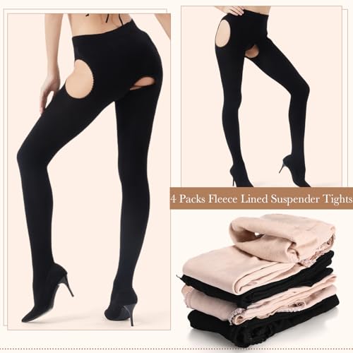4 Pairs Women's Suspender Tights Garter Belt Leggings Waist Control Top Lingerie Pantyhose for Women4
