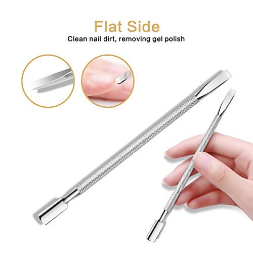 ProMax Professional Cuticle Pusher Nail Cleaner-Double Ended,One Side 9mm and Other Side Cleaner/Scrapers With Round handle Grip-(Cuticle Pusher 9mm/Scraper Cleaner)110-10015