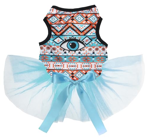 Robe pour chien bleu Mysterious Eye vêtement géométrique S