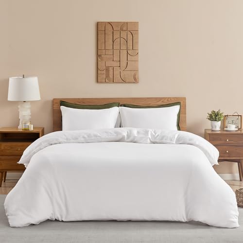 DAPU Leinen Bettwäsche, 100% Reiner französischer Flachs Atmungsaktives Bettwäsche Set 135×200cm+1 80×80cm mit Öko-Tex 100 Standard, Weiches...