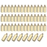 PATIKIL M2.5 x 10+3 mm Female Thread Hex Brass PCB Standoff, 50 Pcs for FPV Drone Quadcopter PCB Motherboard Steel Screw Nut Set Computer Electrical, Gold