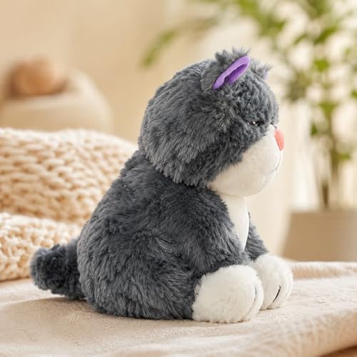 Image of Cute Grumpy Cat Plush Soft Toy Brown & Beige | Adorable Angry Expression Kitty Stuffed Toy with Yellow Eyes & Paw Detail | Premium Soft Cuddly Toy for Kids, Gifting & Decor