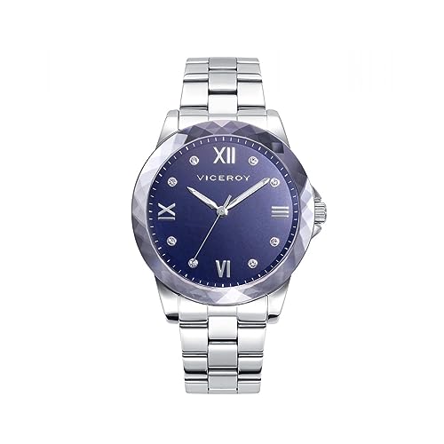 Montre Viceroy Chic 401162-33 femme acier fini les rayures avec ce cadran bleu